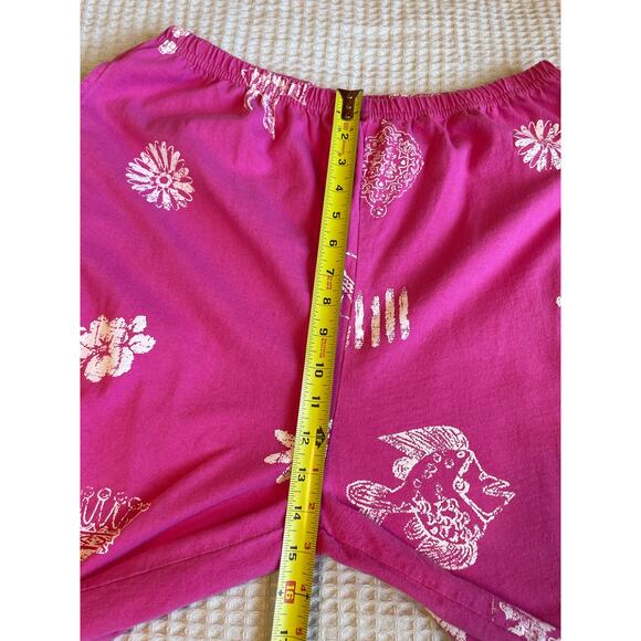 VTG Donna Tropical Boho Grandmacore Pink Cotton Fish Print Tee & Pant Set Sz XL - Picture 8 of 11